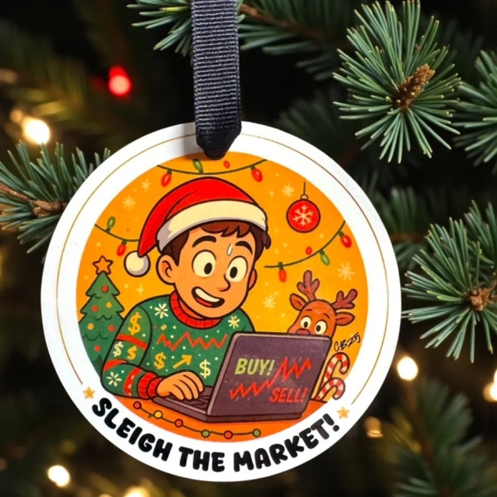 SLEIGH THE MARKET Christmas Ornament - For the Stock Market Whiz! Personalized